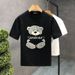 Little Bear Embroidered Short For Youth Handsome Round Neck T-shirt 2025 Summer New Men's Cartoon Half Sleeve_viptrois.com