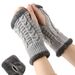 Unisex Thickened wool gloves Short fingertip wrist guard Fluffy short gloves Knitted acrylic sleeves and fleece gloves_viptrois.com
