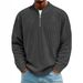 Men's Clothing Corduroy Stand Collar Zip-Up Long Sleeve Shirt - Autumn Casual Pullover Top With Stylish Stitching Details (Multiple Colors Available)_viptrois.com