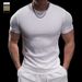 Men's Clothing New Summer Men's Short Sleeved Fitness Training Ribbed Vertical Round Neck Hollow Mesh Comfortable Solid Color Bottoming Shirt T Shirt_viptrois.com