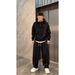 Men's Clothing Winter Plus Velvet Thickened Oblique Striped Casual Suit Lazy Style Half Zipper Hooded Sweatshirt Straight Pants_viptrois.com