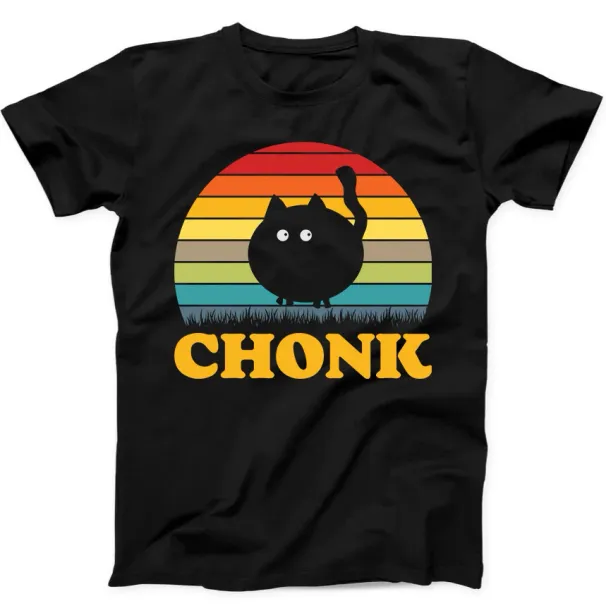 Chonk Black Cat Best Seller Funny Gift Tee Black T Shirt Mens Womens Tees Top 139_viptrois.com