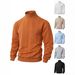 Men's Jacquard Knit Sweater – High-Neck Winter Pullover, Oversized Fit, Machine-Washable Polyester (White/Light Gray/Black/Orange/ S-XXXL)_viptrois.com