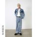 Men's Clothing Retro Short Denim Jacket Men's Loose Straight Washed Blue Jeans Suit_viptrois.com