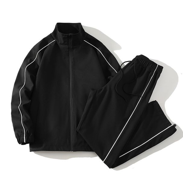 Men's Clothing Men's Lightweight Waterproof Jacket & Pants Set - Trendy Casual Sportswear For Spring & Autumn (Black, White, Pink, Purple)_viptrois.com