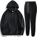 "Men's Casual Hoodie & Jogger Set – Long Sleeve Solid Color Sweatshirt & Pants Suit For Autumn & Winter – Grey/Black/Brown/Army Green"_viptrois.com