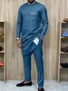 Men's Clothing New Style Affordable Men's Suit Men's Two Piece Suit Solid Color Round Neck African Ethnic Style_viptrois.com