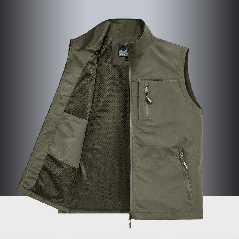 Men's Utility Vest Outdoor Casual Multi-Pocket Lightweight Jacket For Fishing Hiking Travel_viptrois.com