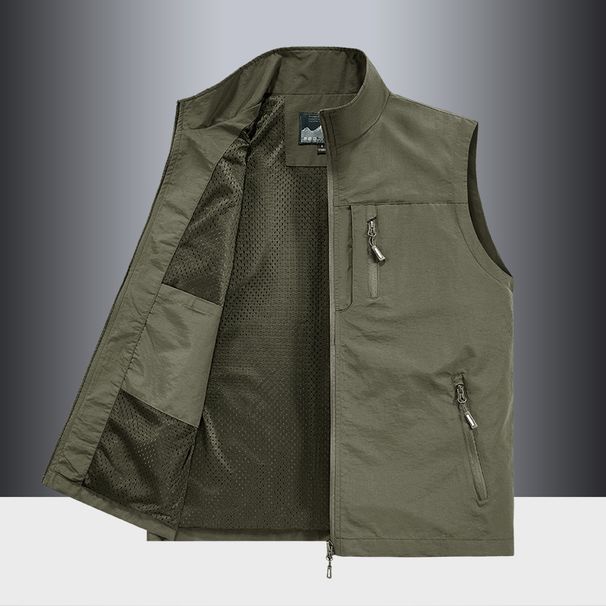 Men's Utility Vest Outdoor Casual Multi-Pocket Lightweight Jacket For Fishing Hiking Travel_viptrois.com