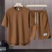 Matching Round Neck Casual Set Thin Summer Ice Silk Short Sleeve T-Shirt Men Breathable Cool Two Pieces_viptrois.com