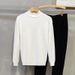Men's Clothing Plush And Thickened Fleece Half High Collar Sweater Winter Soft And Warm White Mid Neck Knitted Bottoming Shirt_viptrois.com