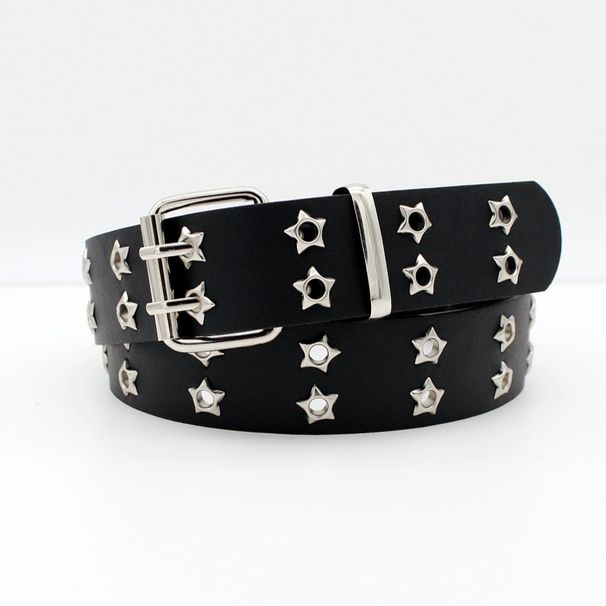 Punk Belt For Women - Double Row Star Studded Waist Chain | Gothic Hollow-Out Design & Hip Hop Streetwear Strap (Adjustable 26-40 Inch)_viptrois.com