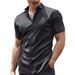 Men's Clothing Popular Four Way Stretch Short Sleeved Shirt Large Size Muscle Man Anti Wrinkle Solid Color Short Sleeved Shirt_viptrois.com