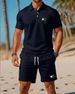 Men's Clothing Men's Nordic Simple Sports Casual Suit Printed Polo Suit_viptrois.com