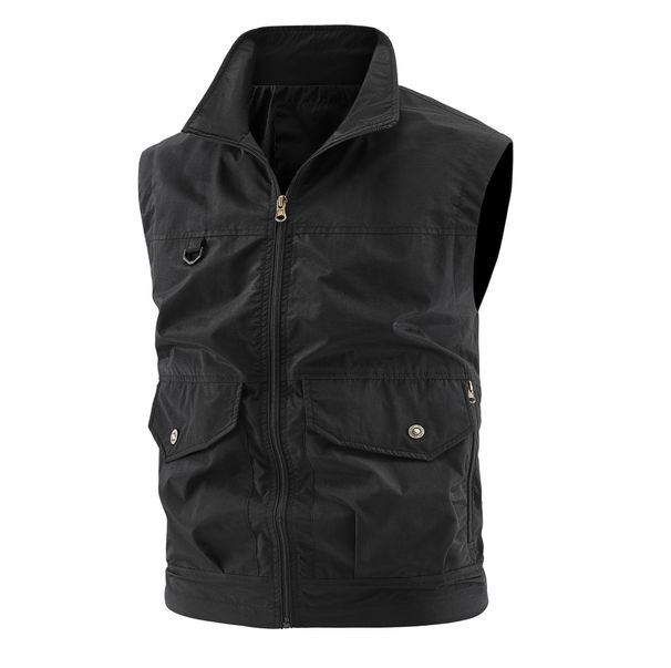 Men’s Utility Vest With Multi-Pockets – Outdoor Workwear Jacket For Hiking & Urban Style (M-6XL, Army Green/Khaki/Navy/Black)_viptrois.com