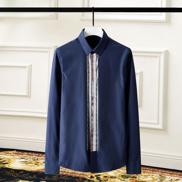 Men's Clothing Men's Slim Fit Casual Shirt Long Sleeved Letter Printed Seam Sealed Trendy Autumn Winter Clothing For Formal & Casual_viptrois.com