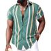 Men's Clothing Youth Casual Daily Loose Tops Short Sleeved Striped 3D Printed Shirt_viptrois.com