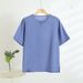 Men's Cotton Round Neck One Button Short Sleeved T-shirt, Loose Simple Solid Color Base Shirt, Summer Sweat Absorbing_viptrois.com