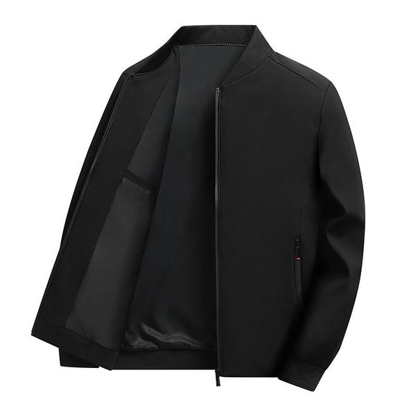 Business Casual Men's Jacket Coats Collar Zipper Simple Middle-Aged Elderly Men Dad Clothes Office Outerwear Men_viptrois.com
