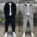 Men's Clothing Casual Spring Shirt Pants Set Comfortable Loose Fit Long Sleeve Shirt Trousers Stylish Matching Outfit (Black/White Grey, Sizes M-3XL)_viptrois.com