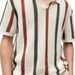 American Contrasting Stripes Hollowed-out Knitted Polo Shirt Short-sleeved Men's Summer High-end Loose Casual Stacked Collar T-shirt_viptrois.com