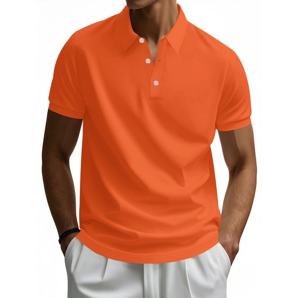 Men's Clothing Solid Color Quick Drying Retro Simple Shirt Lapel Short Sleeve_viptrois.com
