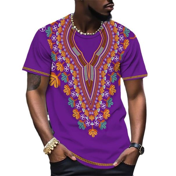 Men's Clothing Fashion Short Sleeved T Shirts Retro Pattern Digital Printing T Shirts Ethnic Style_viptrois.com
