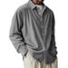 Men's Corduroy Long-Sleeve Shirt - European Fit Casual Button-Up (Sky Blue/Navy/White/Black/Grey, S-4XL)_viptrois.com