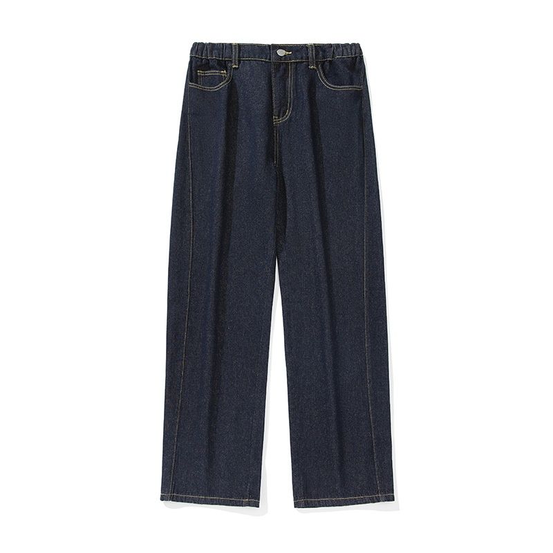 Split Silhouette Retro Jeans Men Spring New Open Design Raw Denim Long American Style Straight Pants Loose_viptrois.com