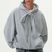 "Men's Retro Hooded Sweatshirt Cardigan – Versatile Tie-Up Design, Warm Winter Coat & Casual Jacket Alternative"_viptrois.com