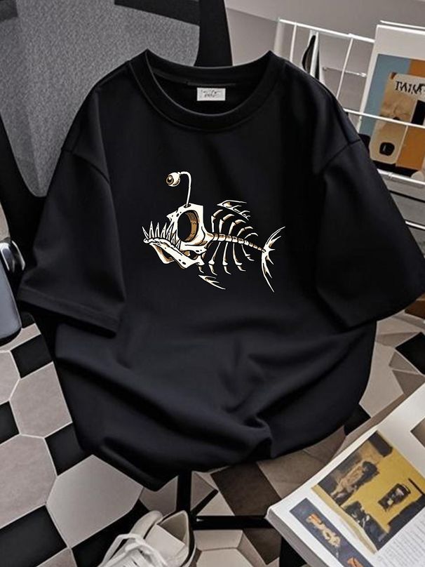 Bonefish Skull Deep Sea Fish Skeleton Funny Fisher Angler T Shirt Size S-5XL Graphic Summer Top For Everyday Wear Designer Clothes Slightly_viptrois.com