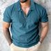 Men's New Summer Solid Color Polo Shirt Short Sleeve Zipper Polo Shirt T-shirt Tops_viptrois.com