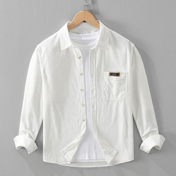 Long Sleeved Corduroy Shirt For Men, Loose Fitting Interior, Workwear, Trendy Texture, Men's Jacket_viptrois.com
