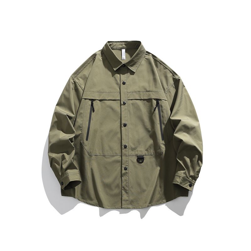 ACU Men's Plaid Workwear Shirt Jacket – Oversized Flannel Shacket For Streetwear & City Boy Aesthetic (Black/Army Green/Beige, M-3XL)_viptrois.com