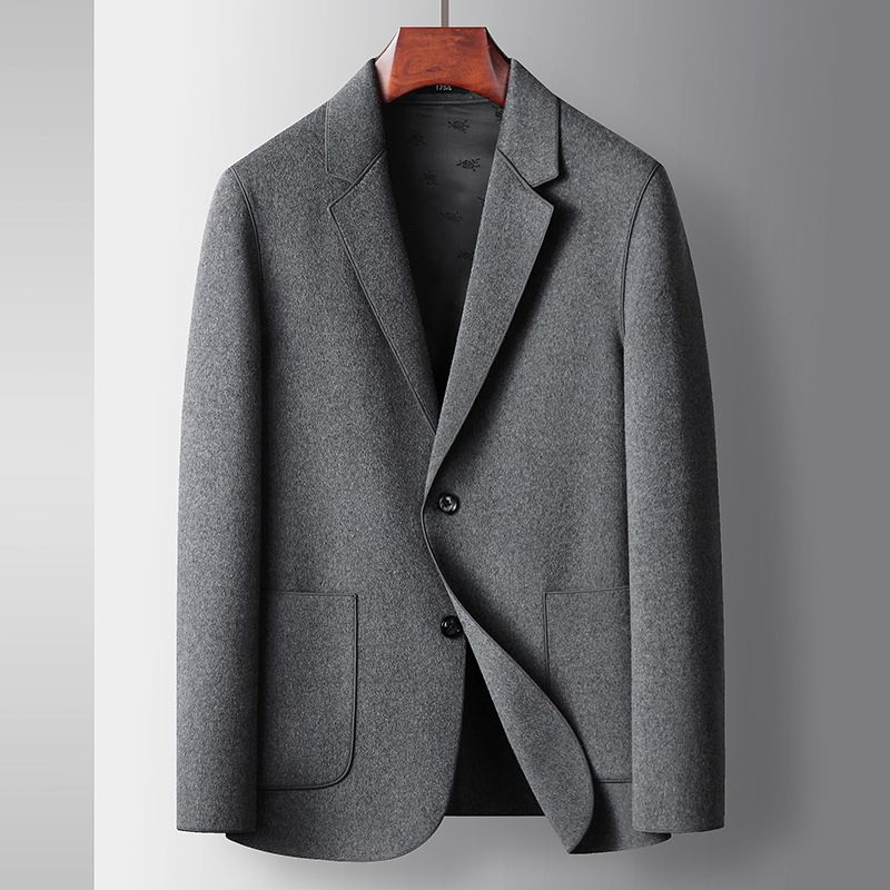 Men's Clothing casual suit autumn and winter new woolen single western middle aged and young people solid color business single western thickened coat_viptrois.com