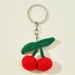 Bag Charm Cute Handmade Wool Knitted Cherry Pendant Mobile Phone Pendant Keychain Chain Car Key Bag Pendant Accessories_viptrois.com