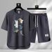 Men's Clothing Summer fashion brand new casual short sleeved sports five point pants two piece suit men's large size loose T shirt top_viptrois.com