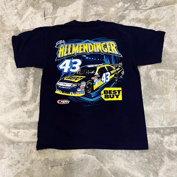 300g Heavy Xinjiang Cotton American Vintage Trendy Brand Racing Design Sense Loose Personality Short-sleeved T-shirt_viptrois.com