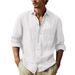 Men's Clothing Men's Tops Pure Cotton Shirt Solid Color Long Sleeved Shirt Men's Casual Cardigan Long Shirt Men_viptrois.com