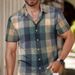 Summer New Plaid Shirt Men's Short Sleeved Fashionable Youth Casual Men's Short Sleeved Shirt_viptrois.com