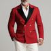 Autumn And Winter Banquet Men's Color Matching Eye Catching Suit Jacket Slim Button Suit Jacket_viptrois.com