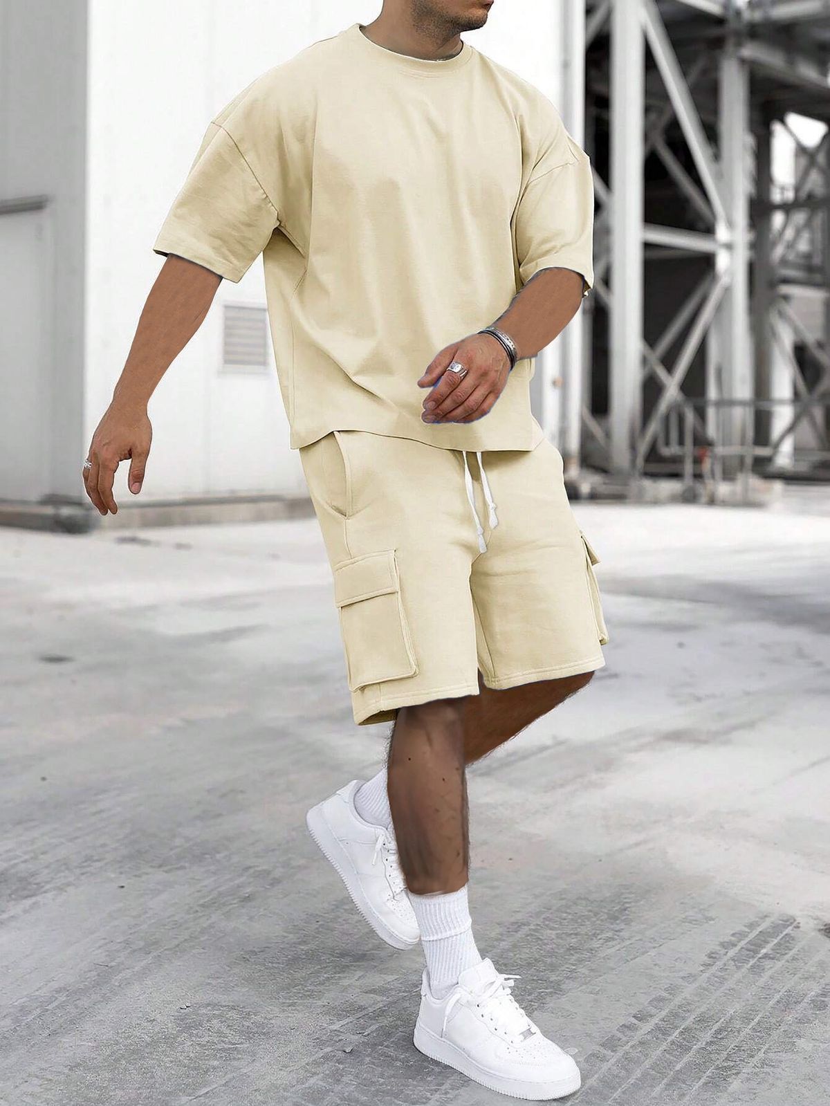 Oam Men's Summer 2-Piece Outfit, Lightweight Quick-Dry Short Sleeve T-Shirt & Shorts Set, Athletic Casual Lounge Wear, Multiple Colors_viptrois.com