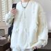Autumn Coat Men's Trendy Patch Loose Knit Sweater Round Neck Versatile Sweater_viptrois.com
