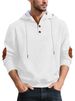 Men's Oversized Hooded Sweatshirt – Minimalist Jacquard Pullover With Drop Shoulder (S-XXXL, Black/Heather Grey/Olive)_viptrois.com