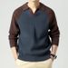 Men's Half-Zip Polo Collar Sweater – Autumn Casual Knit Top With Contrast Lapel (Dark Green/Ha Ching, Sizes M-XXXL, Standard Fit)_viptrois.com