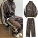 Men's Clothing retro leopard print sports suit jacket trendy brand men's vintage digital print striped jacket sweatpants_viptrois.com