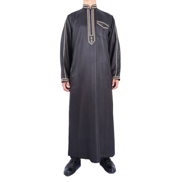 Man's clothing Muslim robes Cross border ethnic style stand collar men's printed loose long onesie_viptrois.com