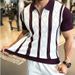 Striped Collared Short Sleeved Knit Sweater Thin Style Summer Men's Top_viptrois.com