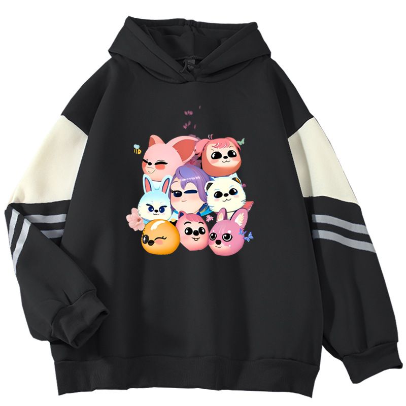 Spring And Autumn Color Block High-End Cartoon Doll New Cool Internet Celebrity Long Sleeve Sweatshirt_viptrois.com