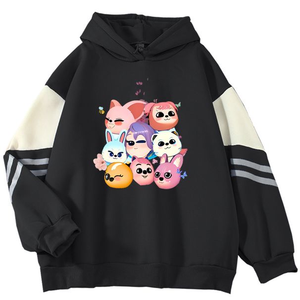 Spring And Autumn Color Block High-End Cartoon Doll New Cool Internet Celebrity Long Sleeve Sweatshirt_viptrois.com